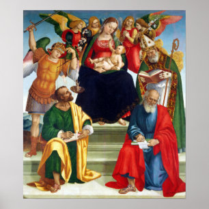 Poster Luca Signorelli Madonna e criança com santos