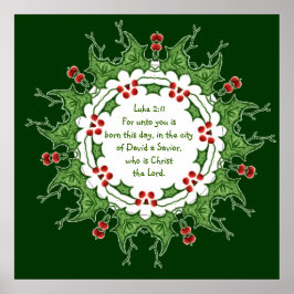 Poster Lucas 2:11 Escritura para o Natal com azevinho