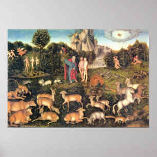 Pôster Lucas Cranach a pessoa idosa - paraíso