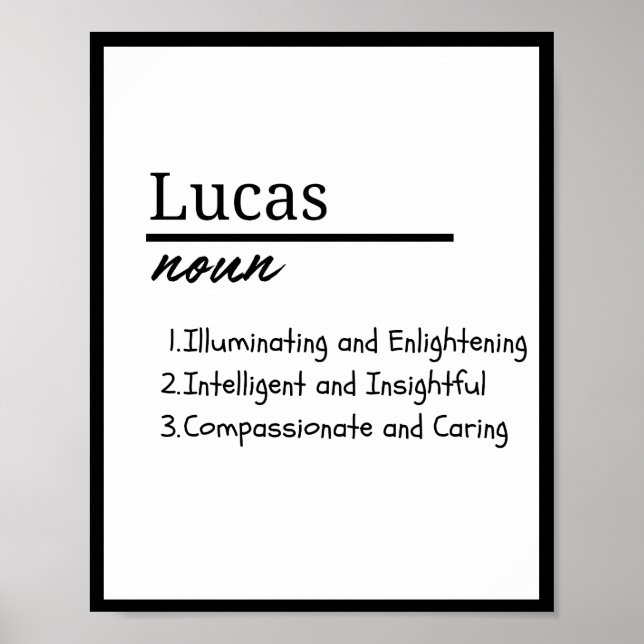 Poster Lucas, Menino Definição de Nome Personalizado (Frente)