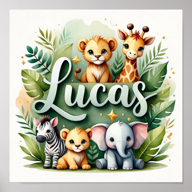 Poster Lucas Safari Nursery Wall Art (Frente)