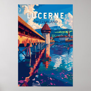 Poster Lucerna Suíça Viagem Arte Vintage
