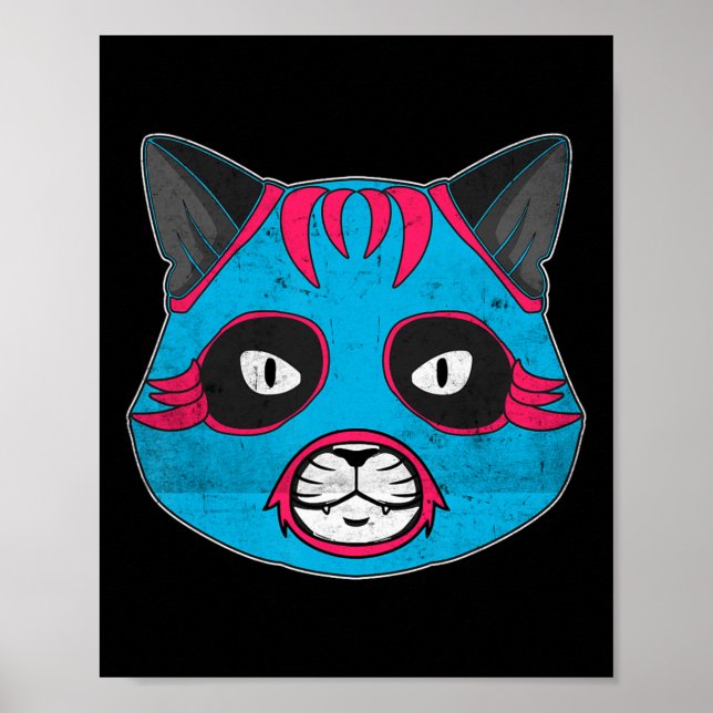 Poster Lucha Libre Cat Veste Luchador Luta Máscara (Frente)