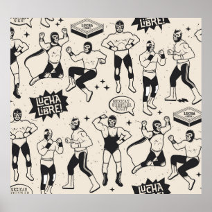 Poster Lucha Libre: Padrão mexicano de lutador