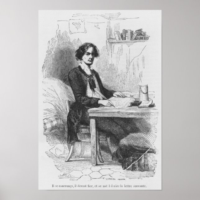 Pôster Lucien de Rubempre escrevendo uma carta (Frente)