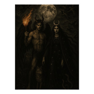 Pôster Lucifer e Diana - Ilustração Nocturna da Bruxa