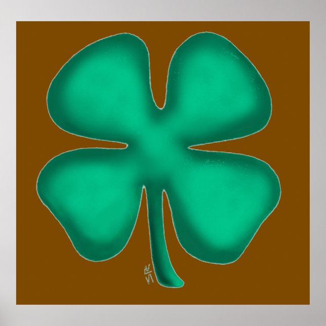Poster Lucky 4 Folha irlandesa Valor castanho de Clover p (Frente)