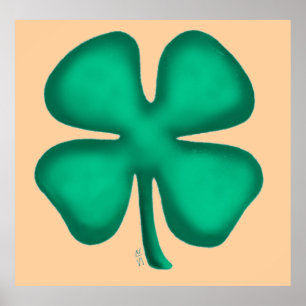 Poster Lucky 4 Leaf Irish Clover valor superior a matt po