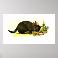 Lucky black cat animal art