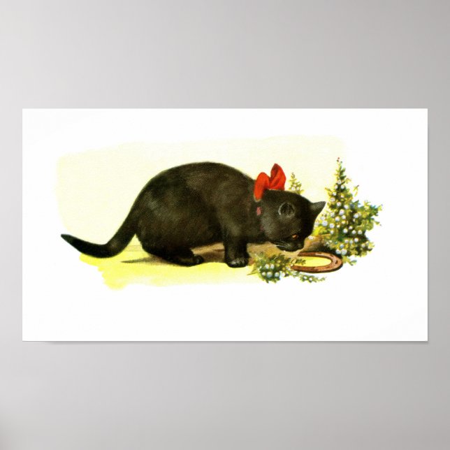 Pôster Lucky black cat animal art (Frente)