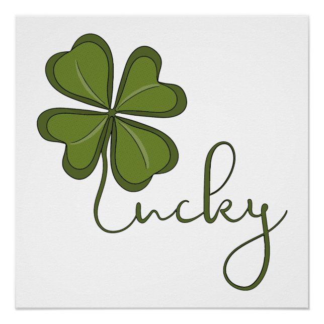 Pôster Lucky Four Folha Clover (Frente)
