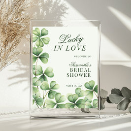 Poster Lucky in Love Green Shamrock Bridal Shower Sign