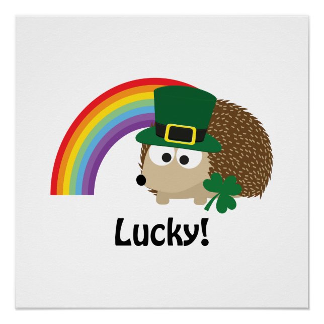 Pôster Lucky Leprechaun Hedgehog (Frente)