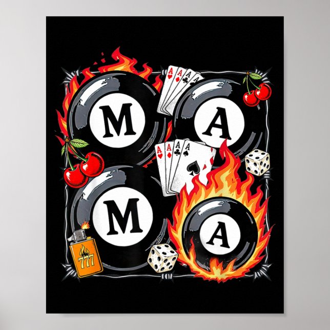 Poster Lucky Mama Billiard 8 Cherry Mother's Day Mom Life (Frente)
