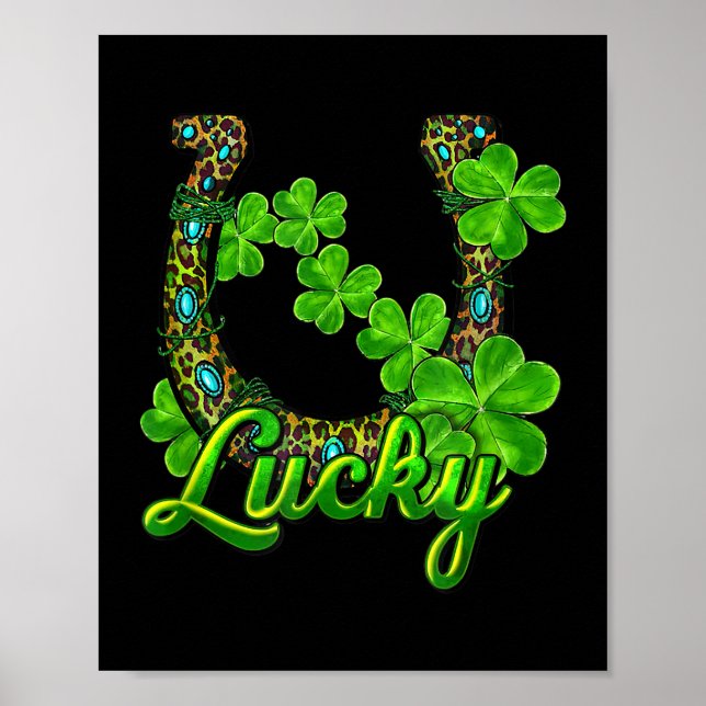 Poster Lucky Shamrock Horsferes Funny Horse St Patricks D (Frente)