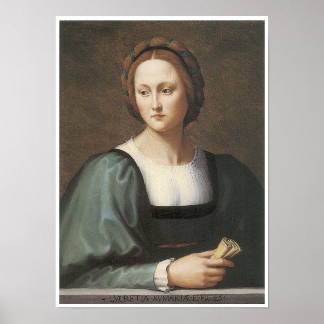Poster Lucrezia Sommaria, c. 1530 Retrato de uma Senhora (Frente)