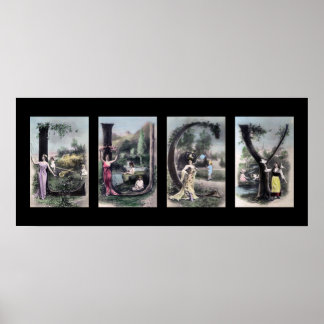 Pôster LUCY Vintage - Alphabet - Letra name Art