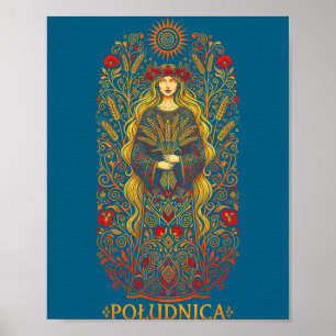 Poster Ludnica Deusa do Sol Eslava Arte Pagã de Bruxa Fol