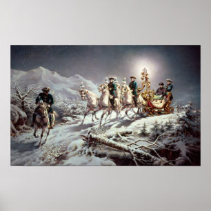 Poster Ludwig II de Baviera Sleighing na noite