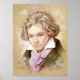 Poster Ludwig van Beethoven Portrait im Aquarell Style