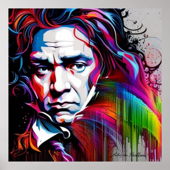 Poster Ludwig van Beethoven Vibrant Único 40"x40" (Frente)