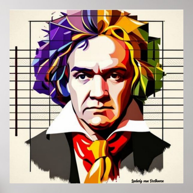 Poster Ludwig van Beethoven Vibrant Único 40"x40" (Frente)