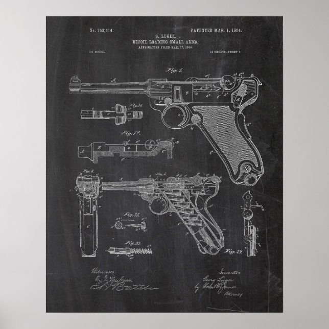 Poster Luger Pistol Parabellum Patente (Frente)