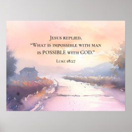 Poster Luke 18:27 Jesus respondeu possível com Bíblia de