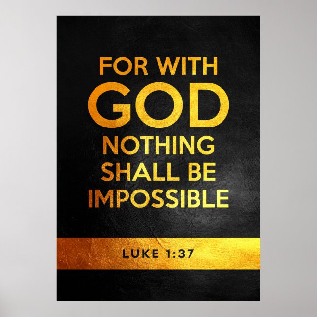 Poster Luke 1:37 Bíblia Verse (Frente)
