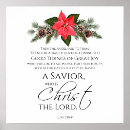 Poster Luke 2:10-11 Bons Tidings Poinsettia Natal