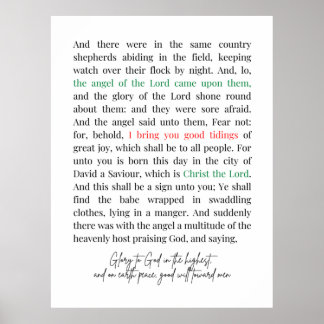 Poster Luke 2:8-14 Verso da Bíblia, Natal