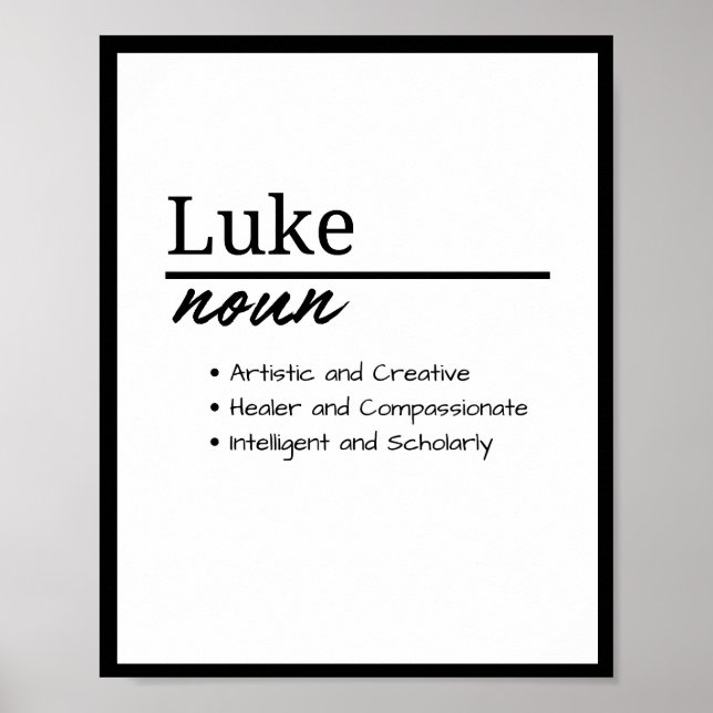 Poster Luke, Menino Definição de Nome Personalizado (Frente)