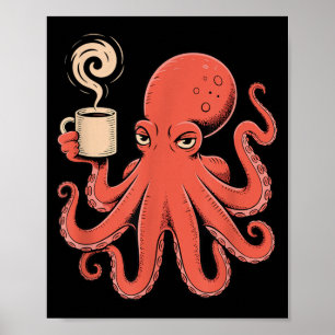 Poster Lula Kraken Bebendo Café de Manhã Homens