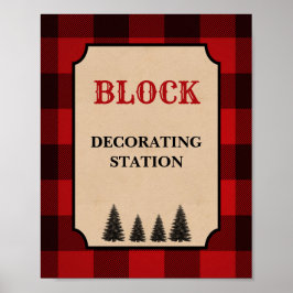 Poster Lumberjack Block Decorting Station Sinal