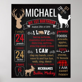 Poster Lumberjack Deer Moose Festa de aniversário