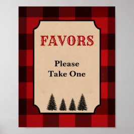 Poster Lumberjack Party Favor Sinal Xadrez Vermelha