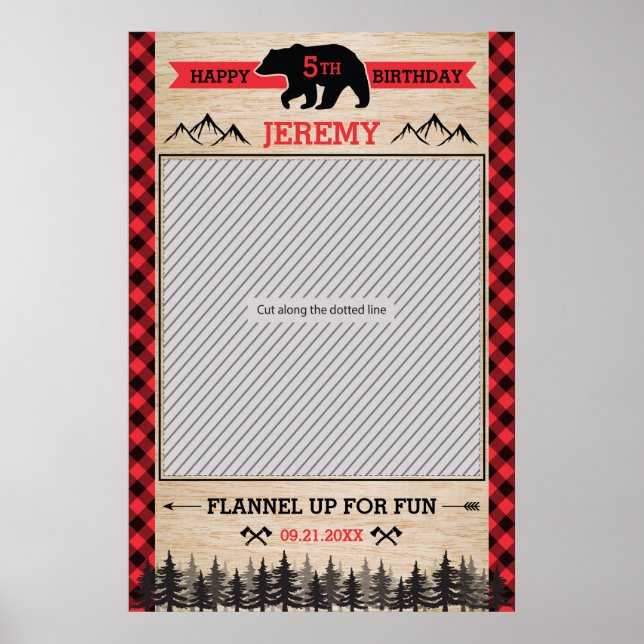 Poster Lumberjack Party Frame Prop para Booth de Fotograf (Frente)