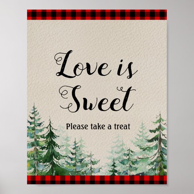 Poster Lumberjack Watercolor Love is Sweet Sign (Frente)