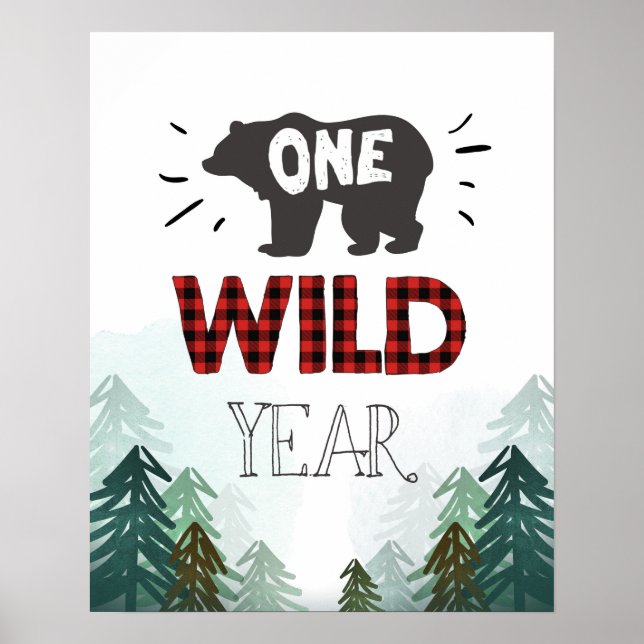 Poster Lumberjack Wild One Forest Um Sinal de Ano Selvage (Frente)