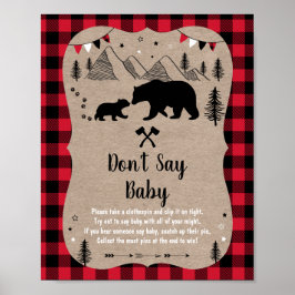 Poster Lumberjack Woodland Bear Não Diga Jogo de Bebê