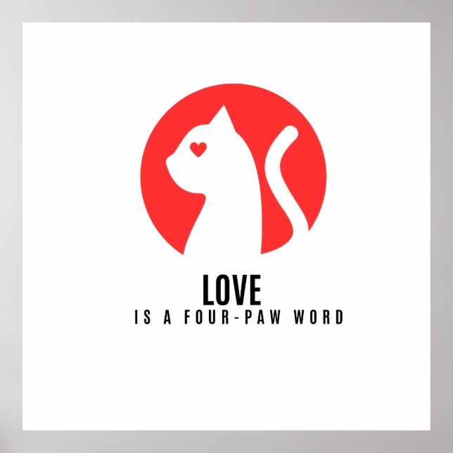 Poster Luminous Love Cat Silhouette (Frente)