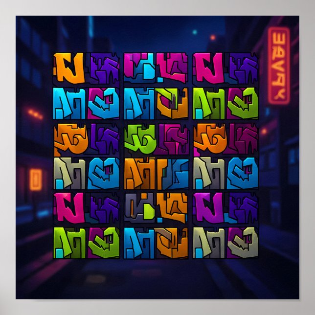 Poster Luminous Pop Art Graffiti Wall Decor Print (Frente)