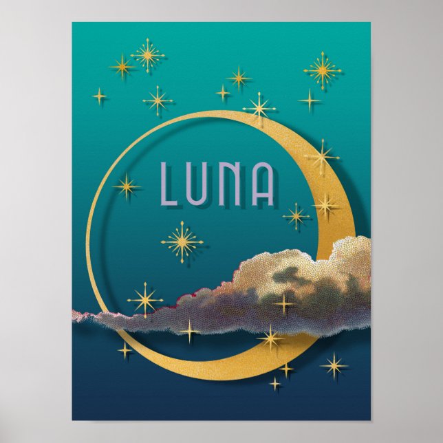 Poster Luna e o Céu Noturno (Frente)