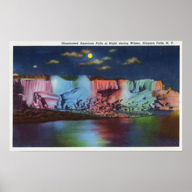 Pôster Luna Island Night View of New Rainbow Bridge (Frente)
