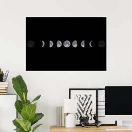 Poster Lunar Moon Fases Celestiais