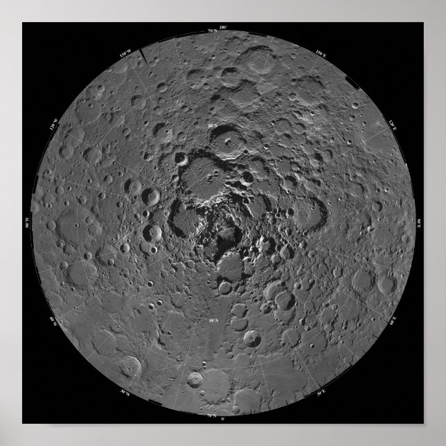 Pôster Lunar mosaic of the north polar region of the m (Frente)
