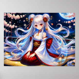 Poster Lunar Princess Sob Blossomas De Cereja