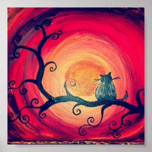 Poster lunático da meia-noite do gato