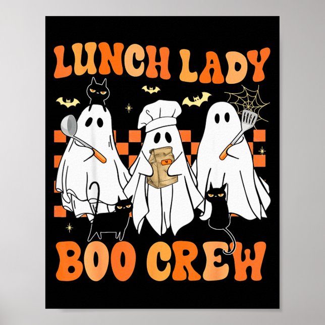 Poster Lunch Lady Boo Crew Ghost Chef Funny Cafeteria Wor (Frente)