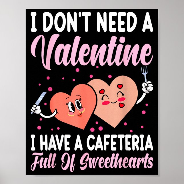 Poster Lunch Lady Gift Co. Funny Valentine's Day - Black  (Frente)